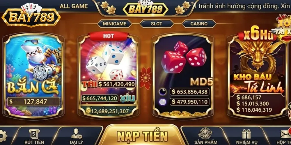 Hệ thống trò chơi cá cược đẳng cấp tại Bay789